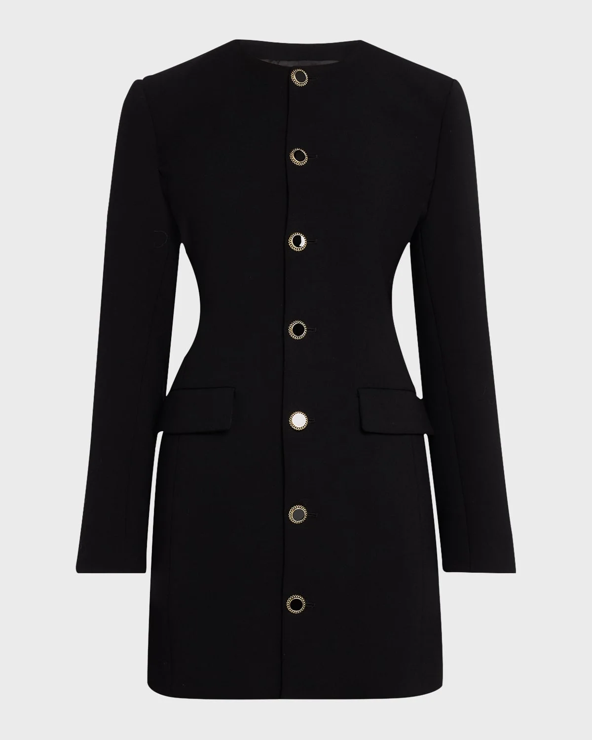 Button-Front Mini Suiting Dress - 1