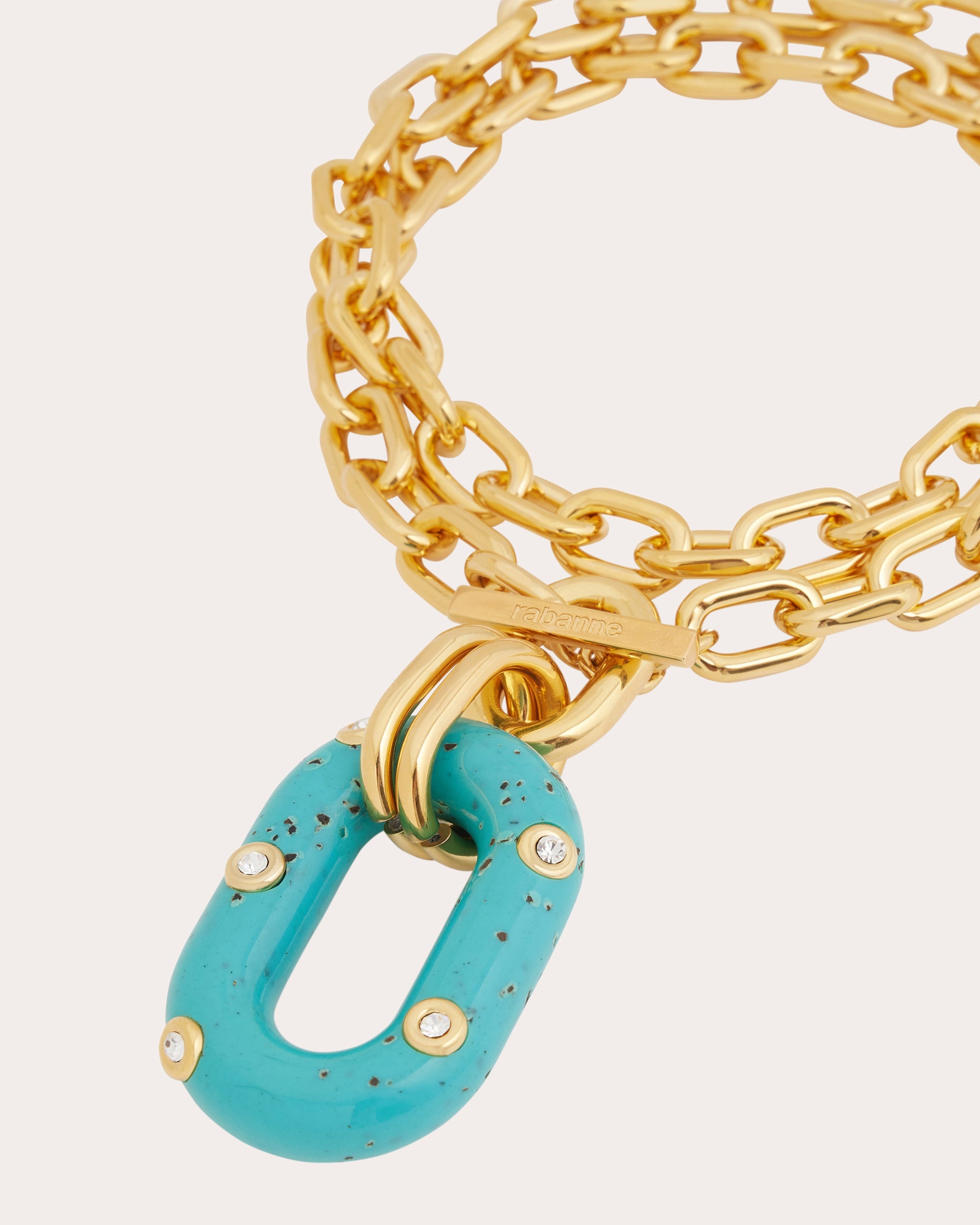 XL Link Palm Spring Crystal Embellished Resin Gold Tone Necklace - 3