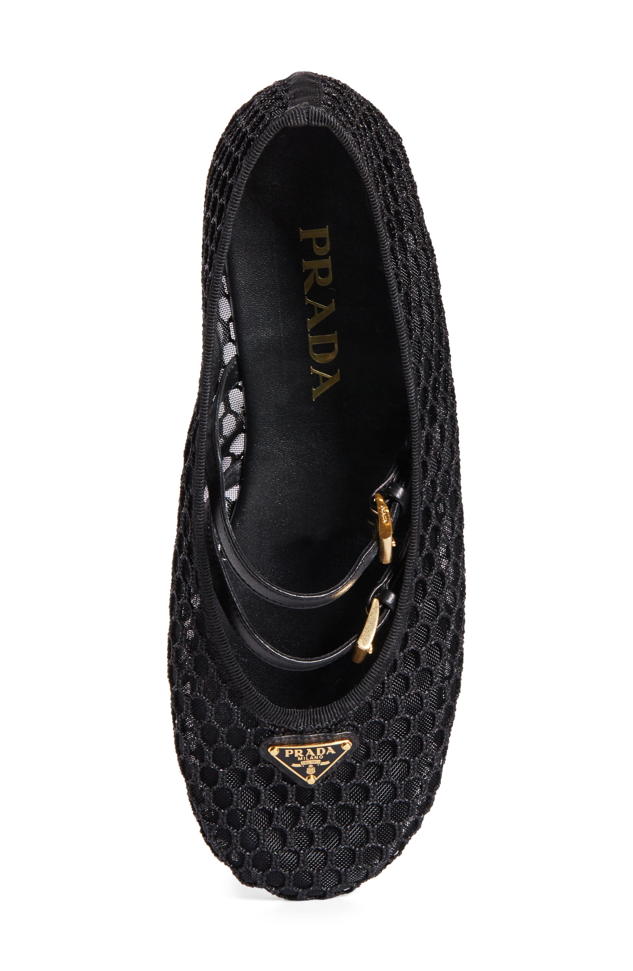 Prada Ballerine Mesh Mary Jane Flat in Nero at Nordstrom - 5