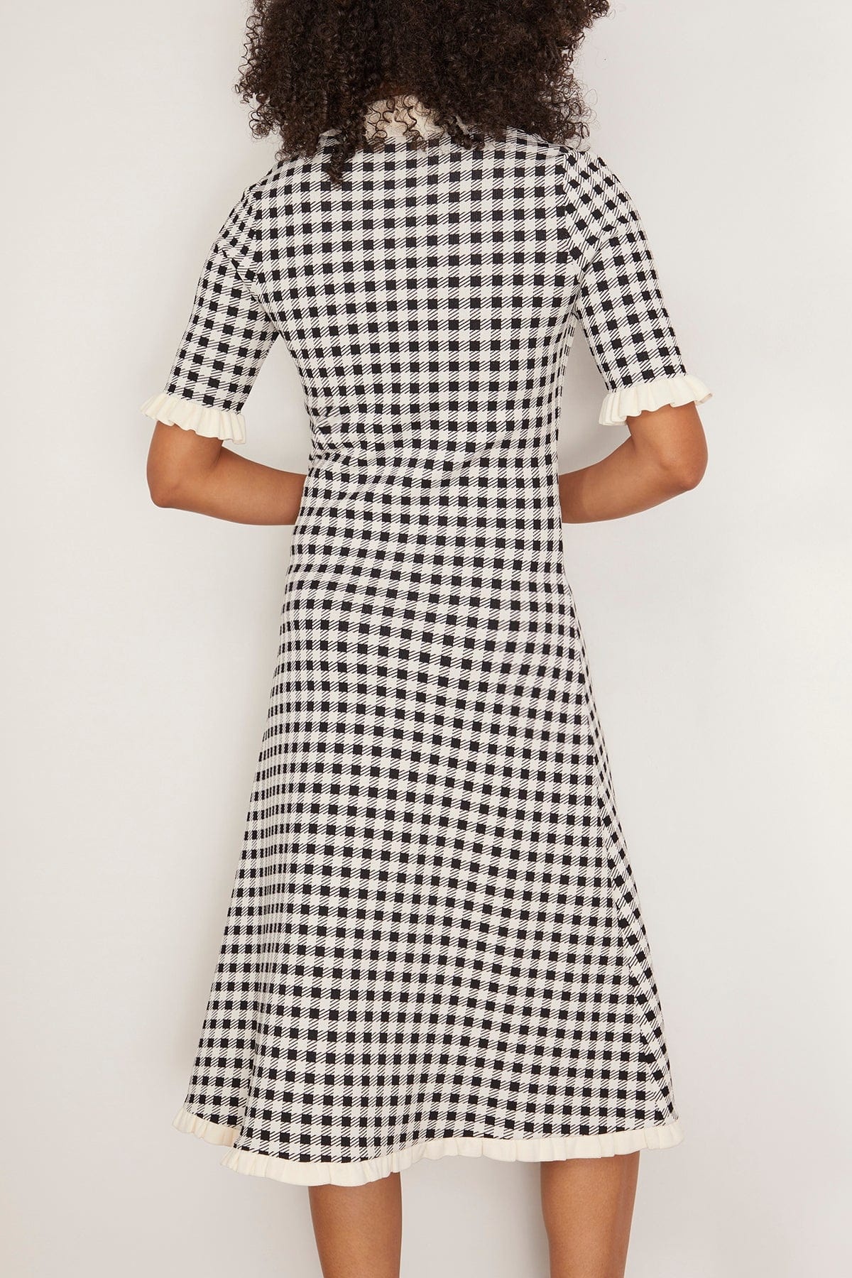 Saige Gingham Knit Short Sleeve Midi Dress in Multi - 4