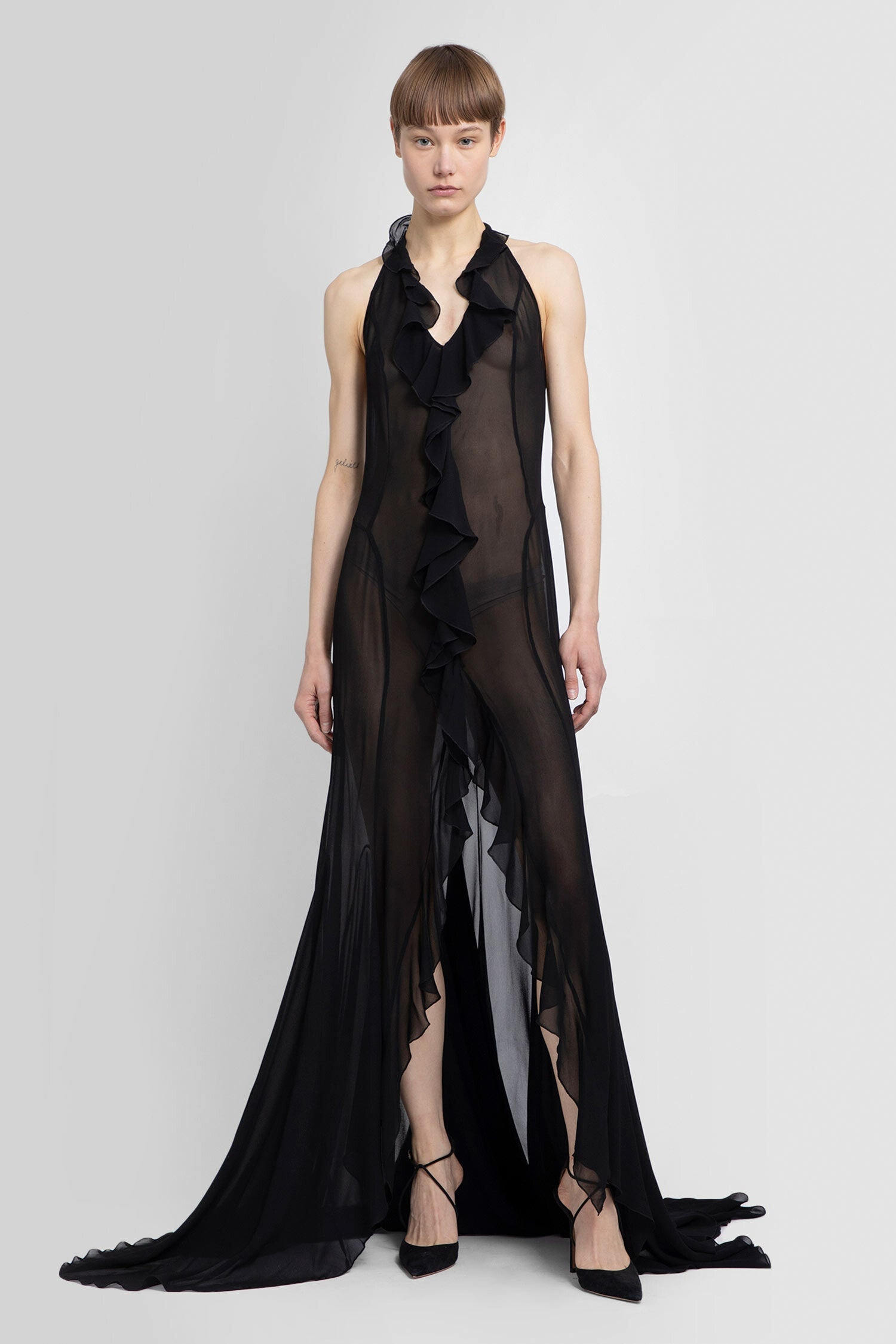 Recycled-Viscose-Chiffon-Maxi-Dress - 1