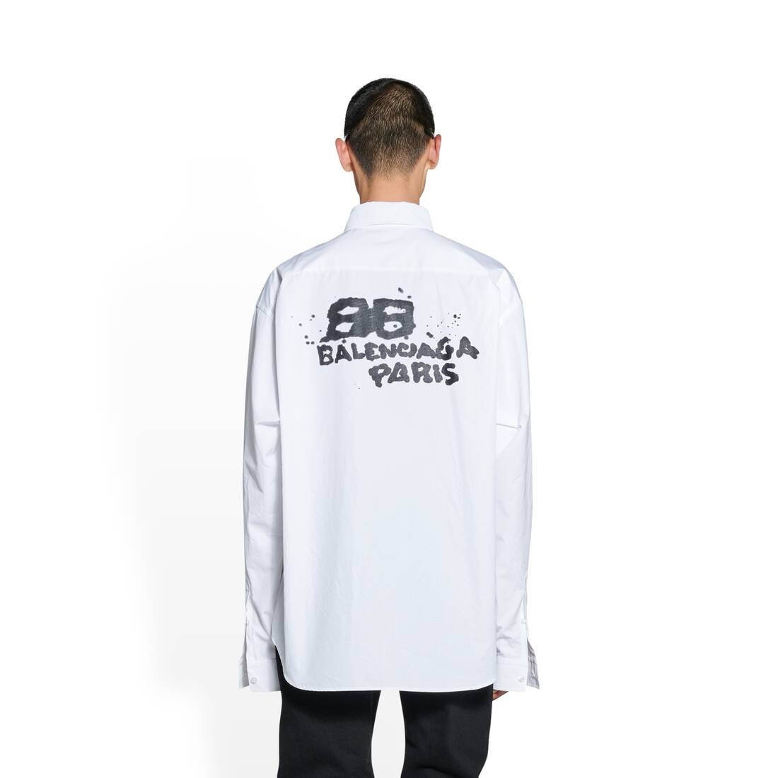 Men's Hand Drawn Bb Icon Long Sleeve Shirt Large Fit in White - 4