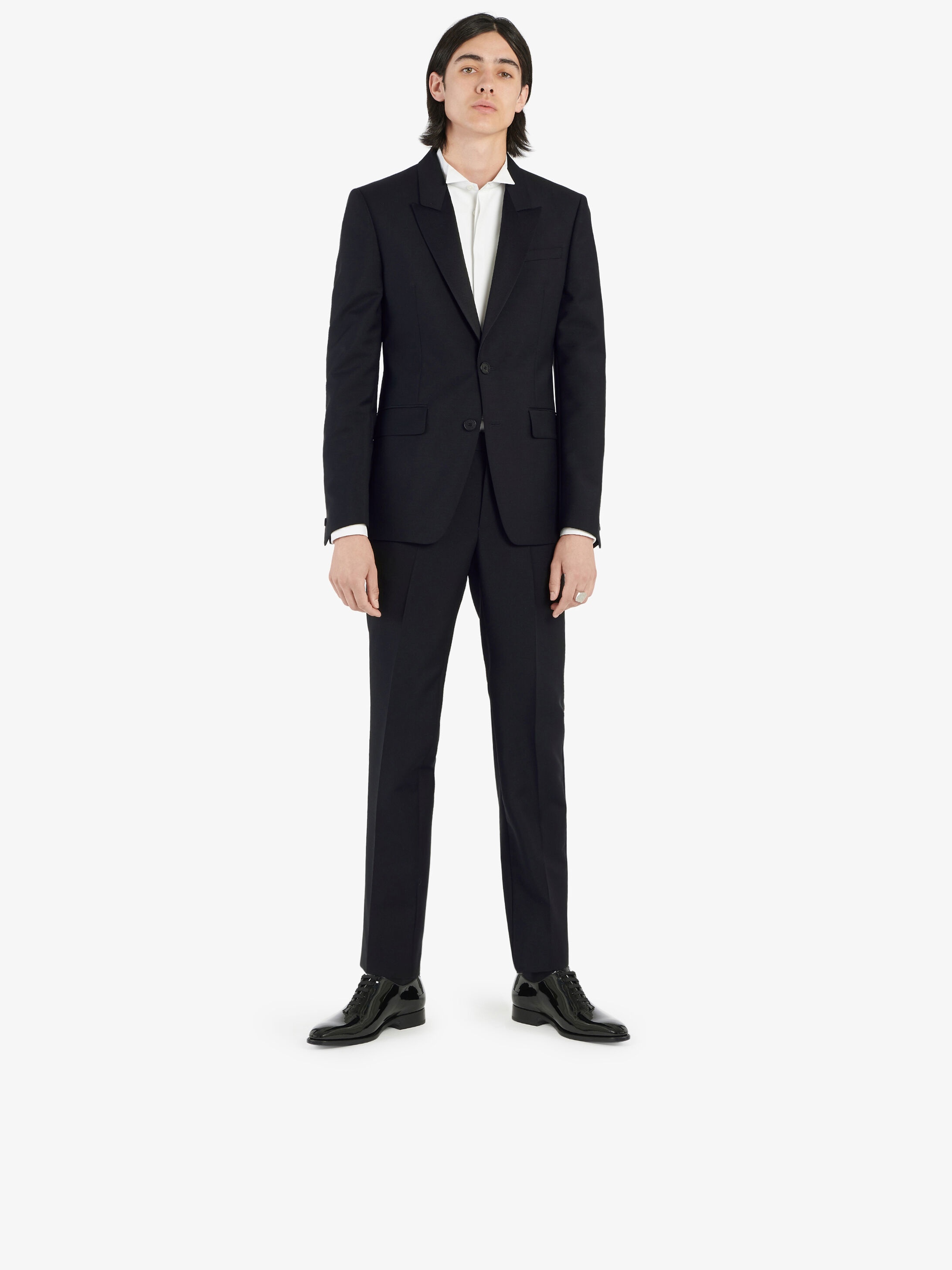 Slim fit tuxedo suit in wool and mohair with satin collar - 2
