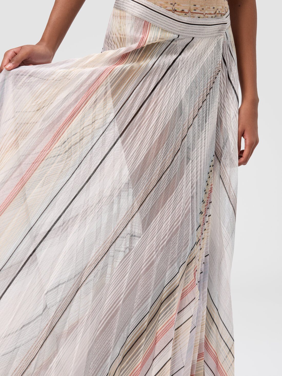 Striped pleated wrap skirt - 4