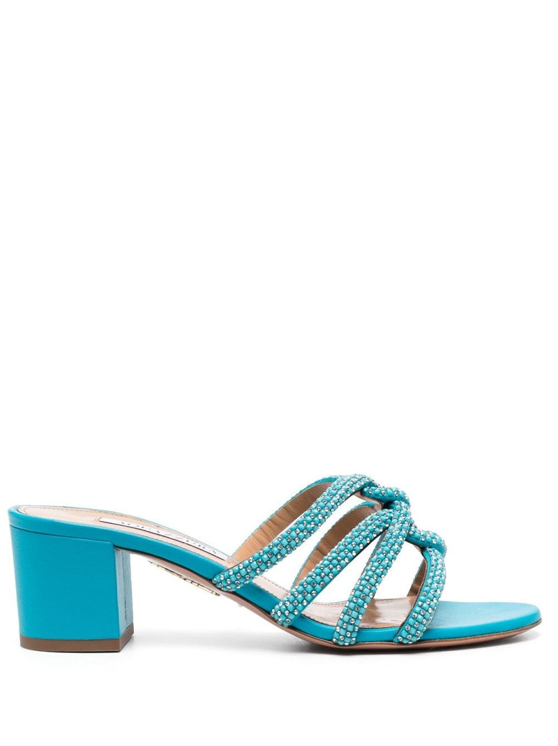 60mm crystal-embellished leather mules 1