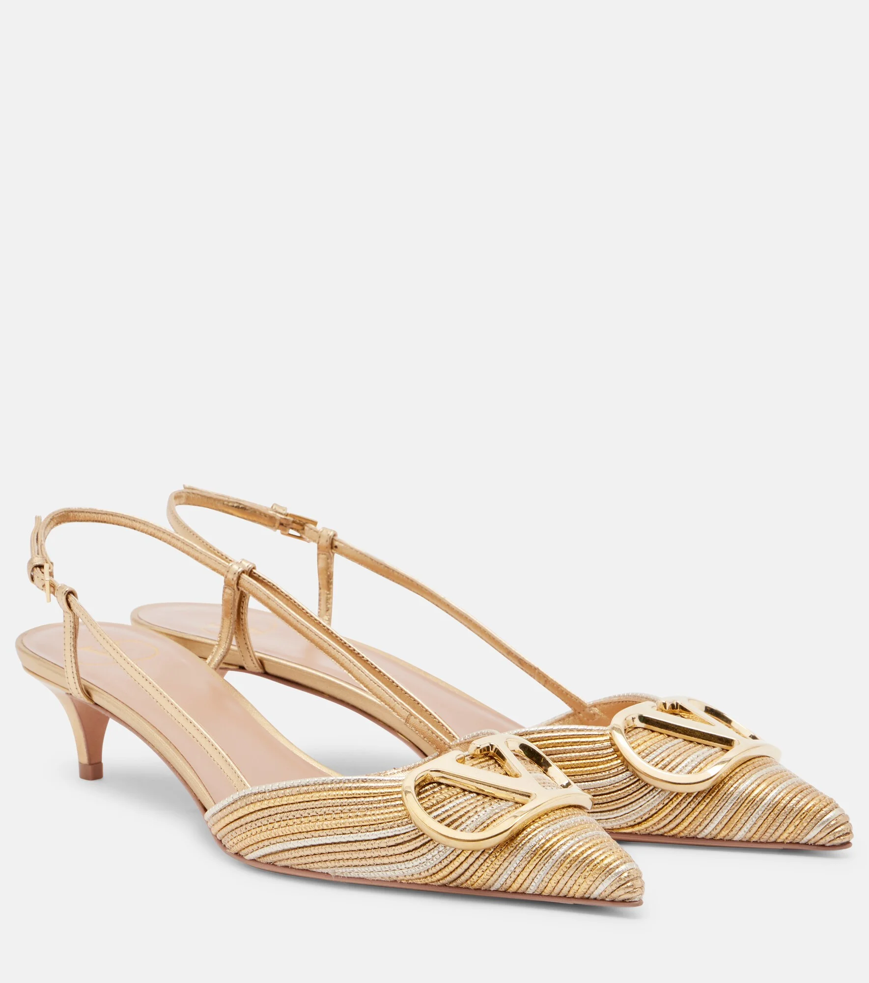 VLogo Signature leather slingback pumps - 1