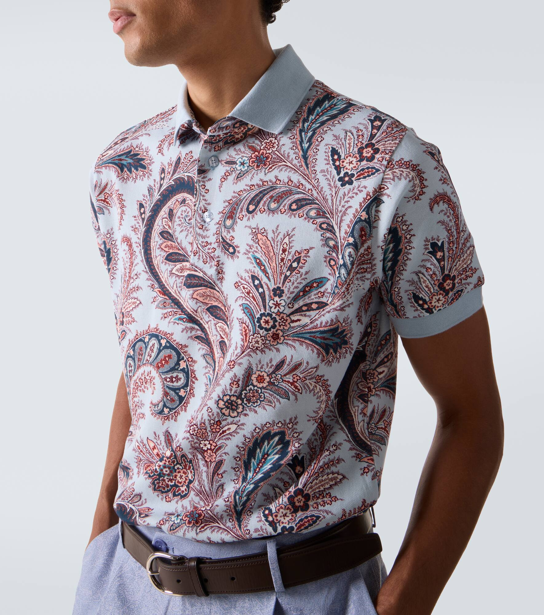 Paisley cotton piqué polo shirt - 5
