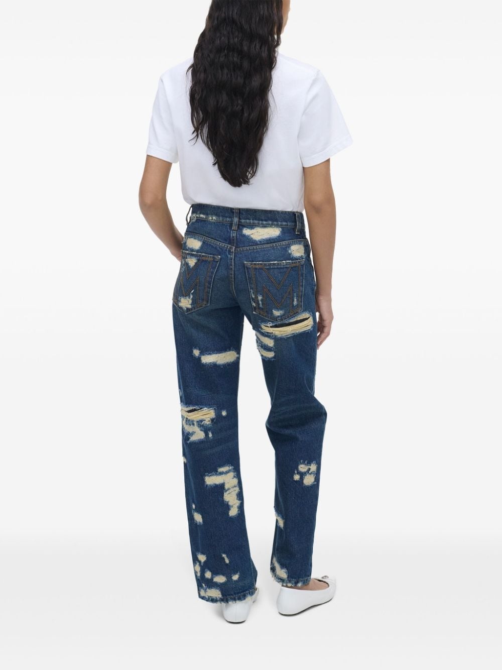 distressed straight-leg jeans - 4