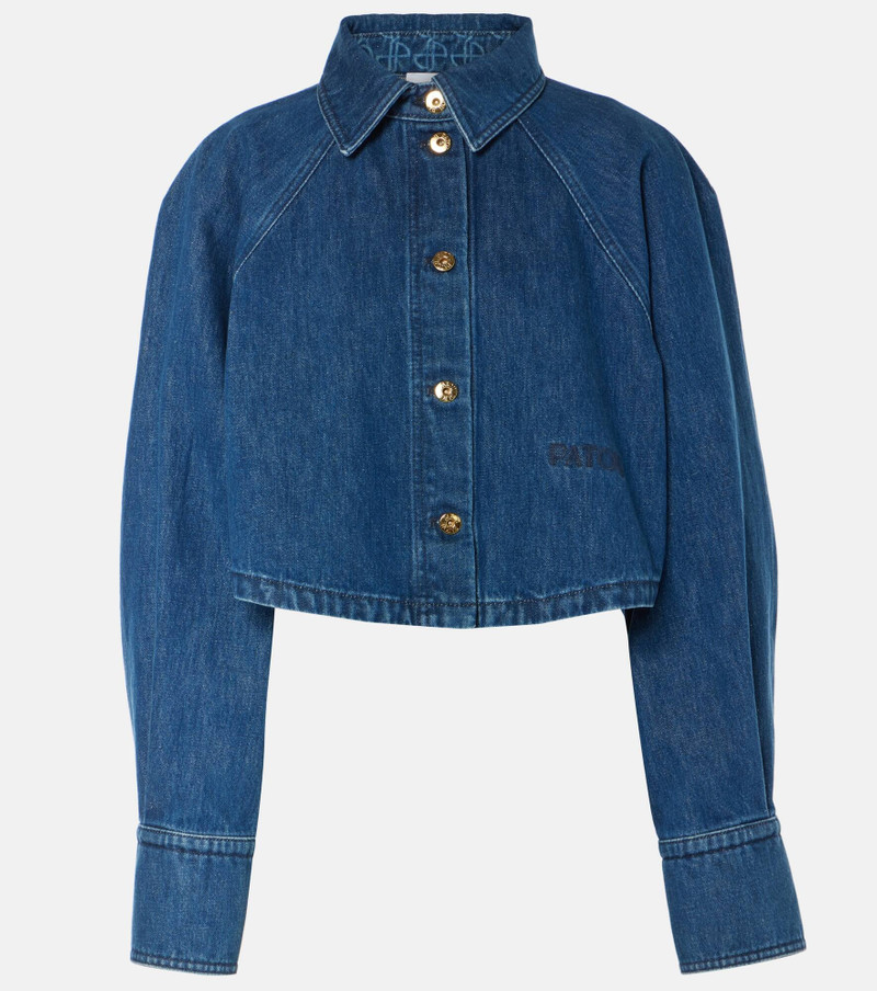 cropped buttoned denim shirt - 1