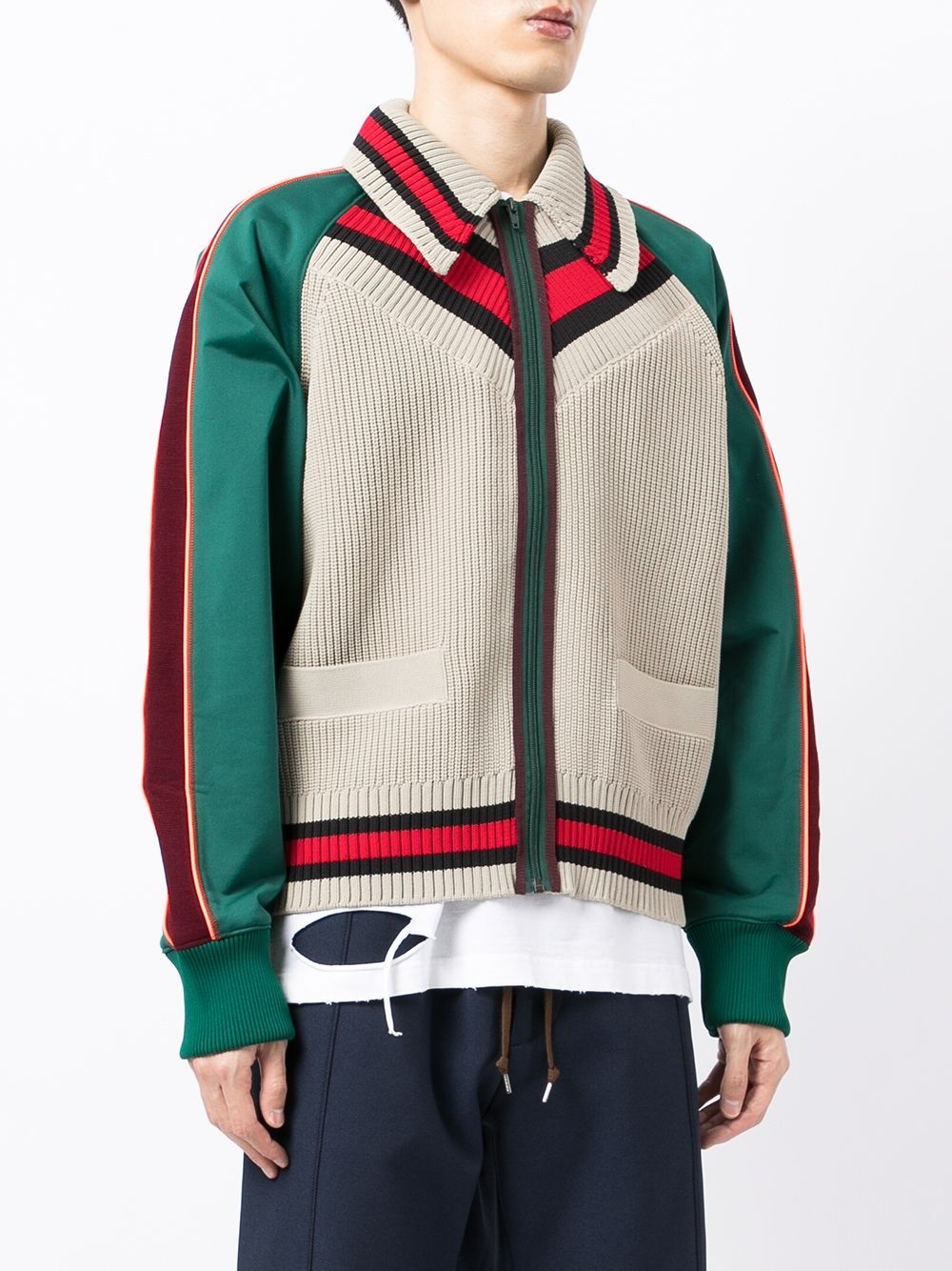 colour-block knitted jacket - 3