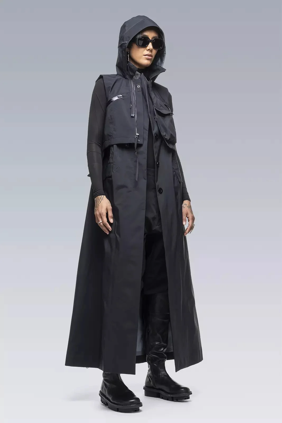 ACRONYM SAC-J6010 sacai / ACRONYM Trench Dress Black | REVERSIBLE
