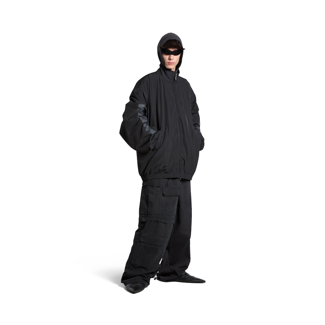 Men's Stencil Type Tracksuit Jacket in Black - 2