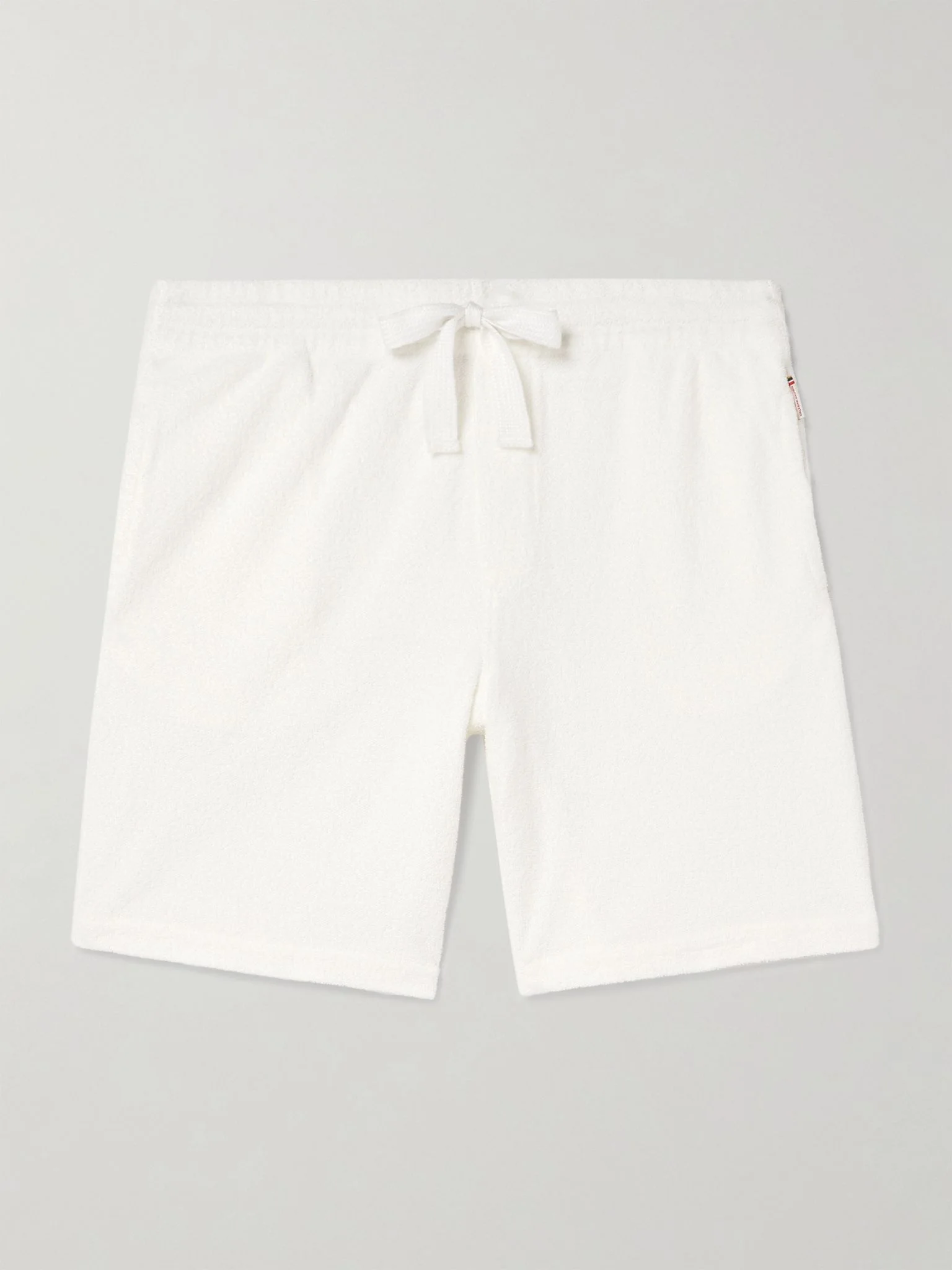 Trevone Straight-Leg Organic Cotton-Terry Drawstring Shorts Ecru - 1