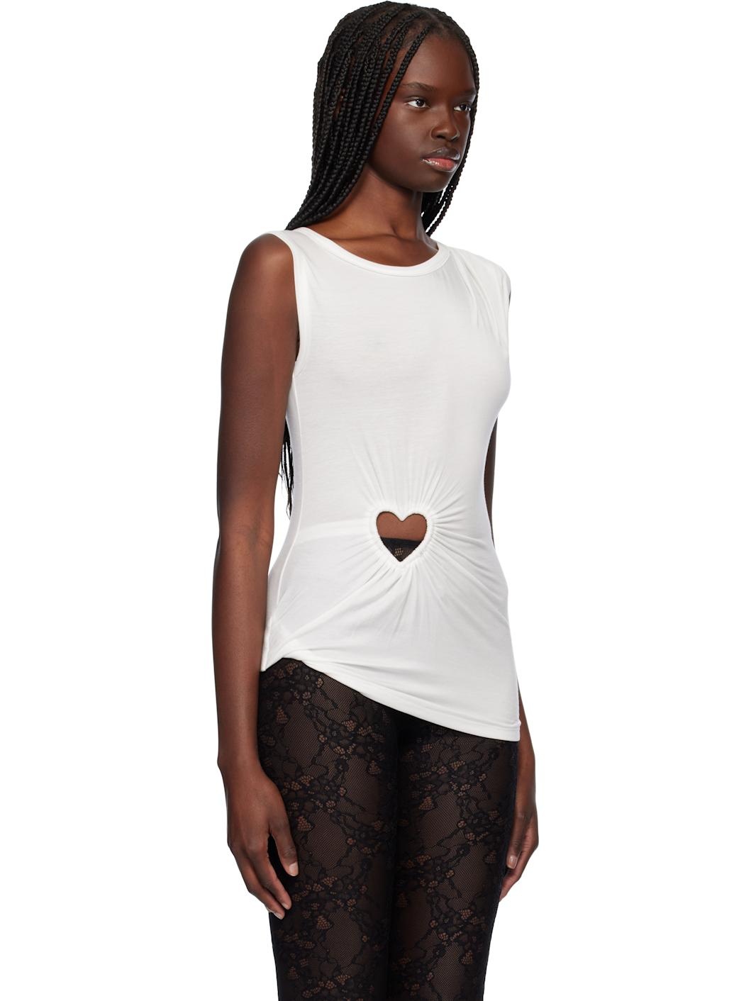 White Heart Shape Tank Top - 2