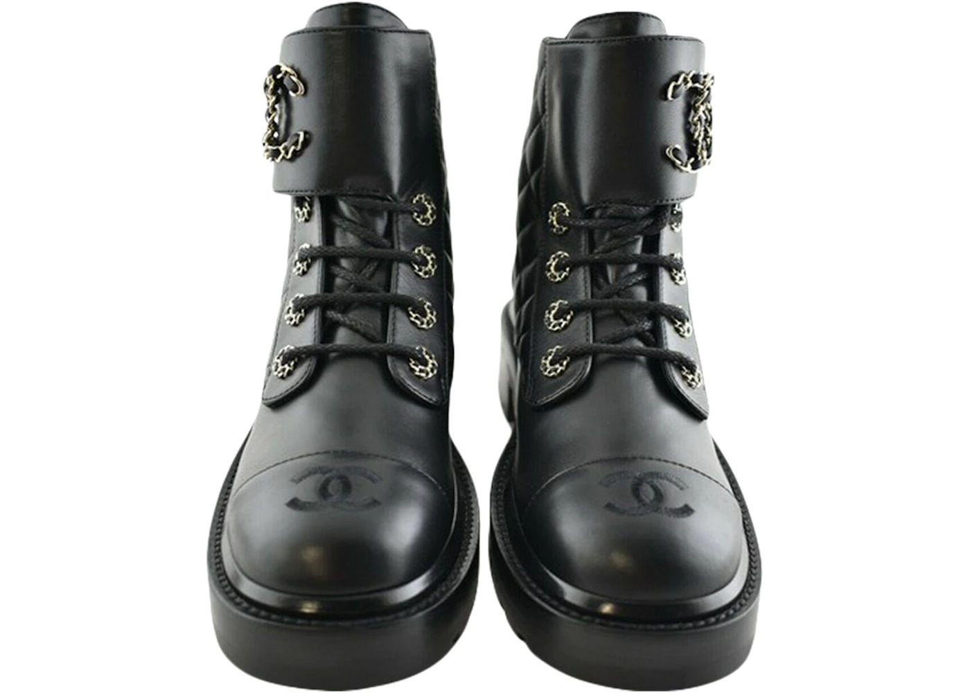 Chanel Quilted Combat Boot Black Leather - 2