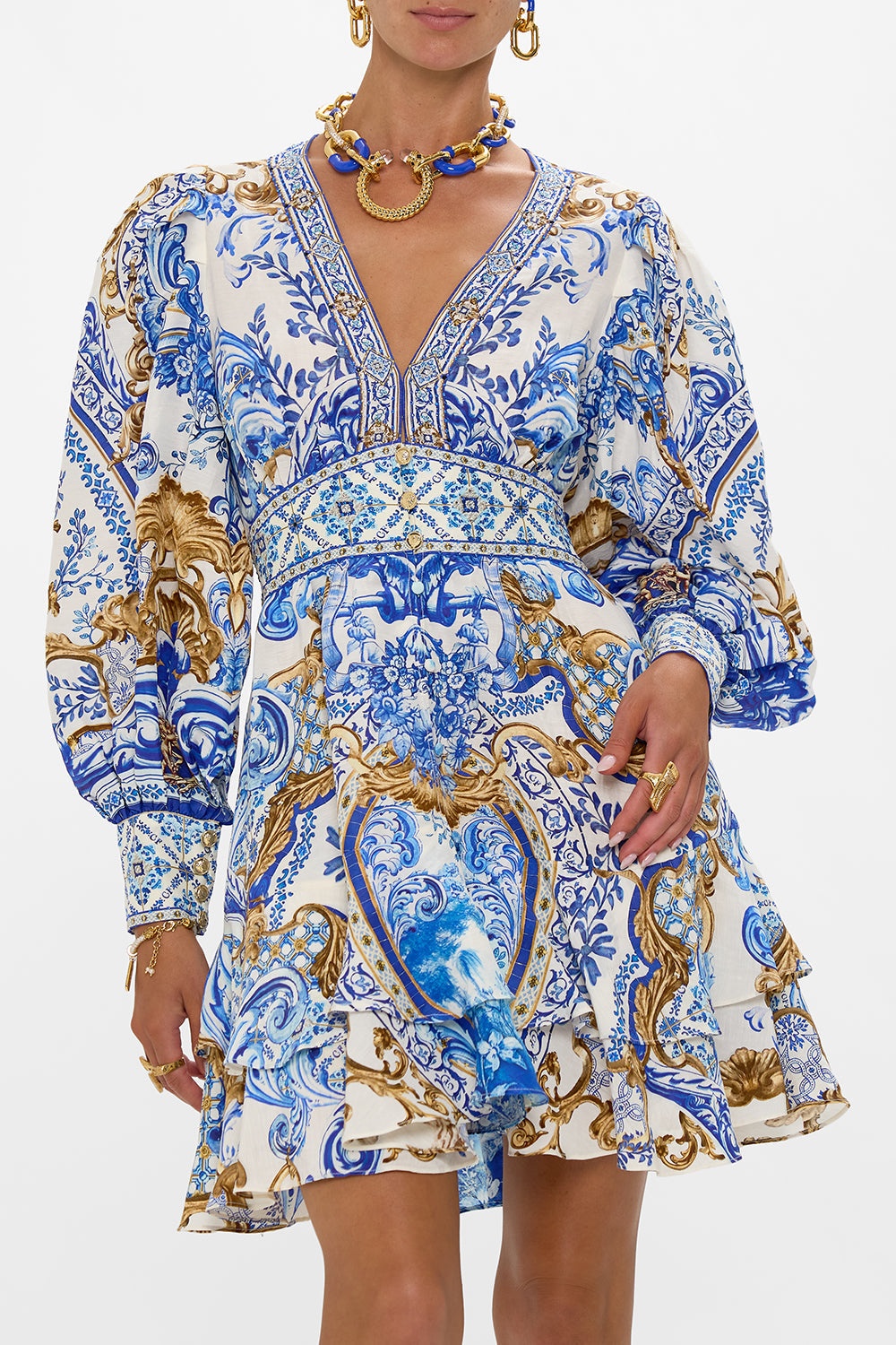 BUTTON FRONT FRILL DRESS - 5