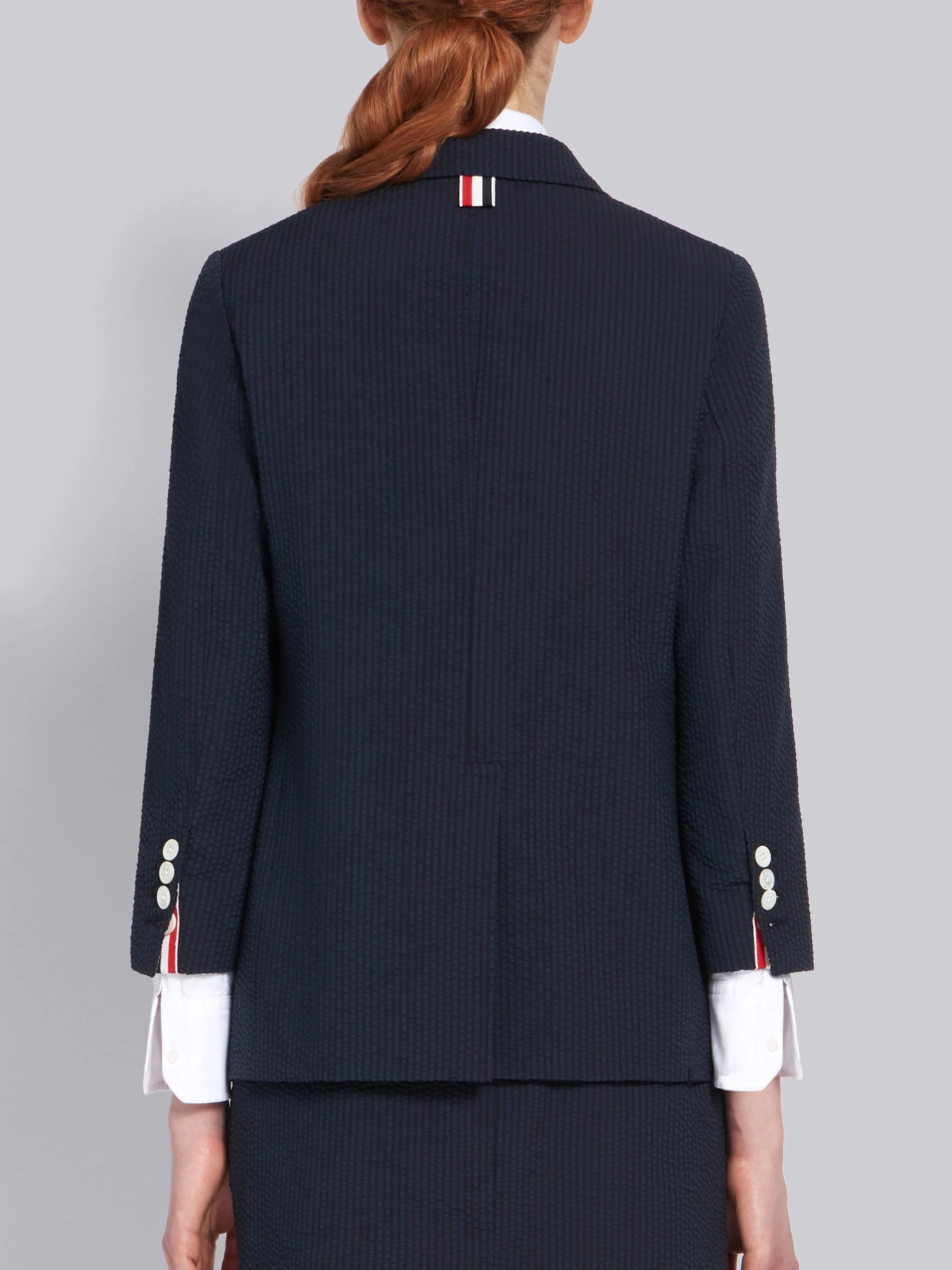 Navy Seersucker Sack Jacket - 3