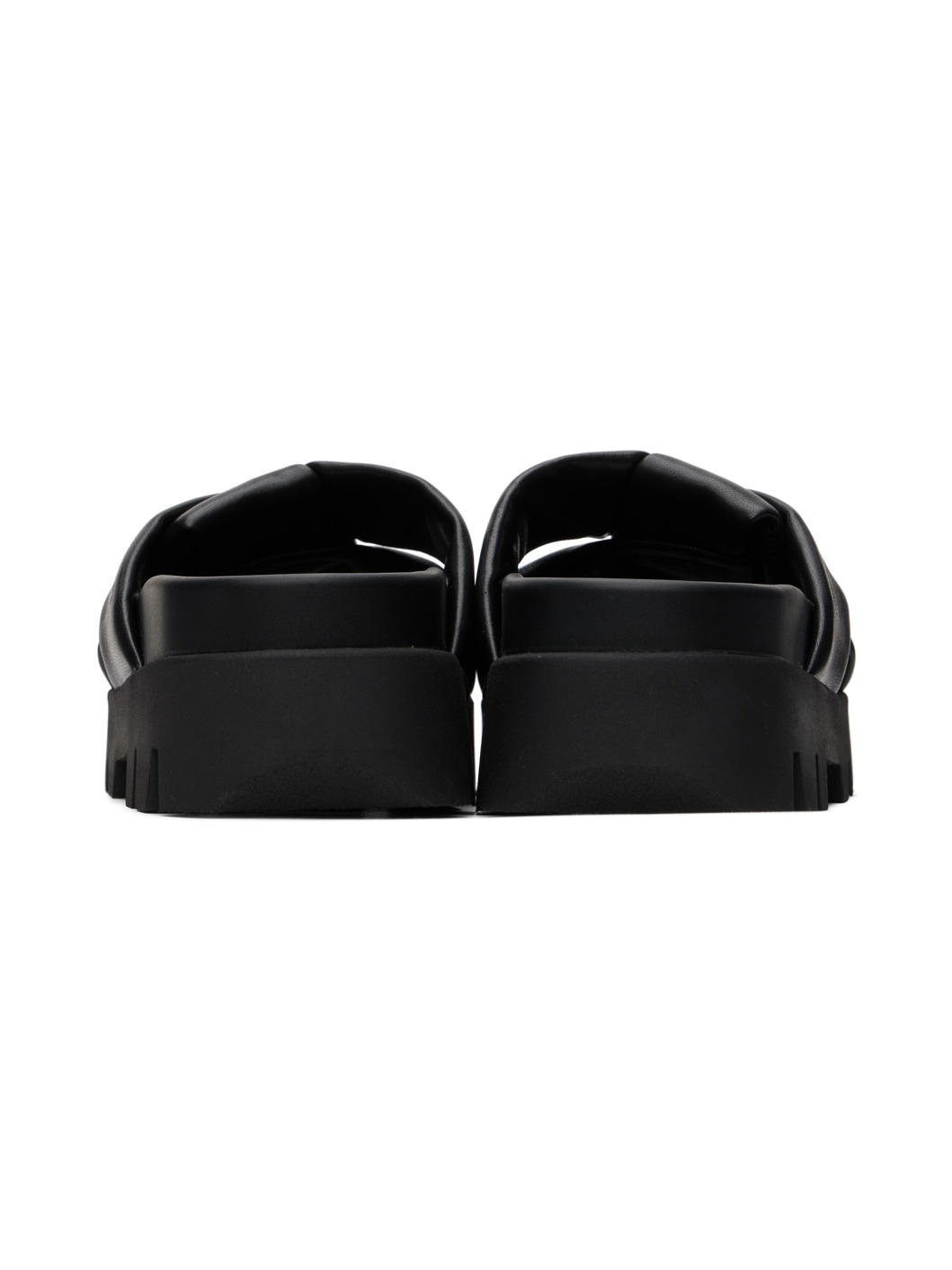 FERRAGAMO Black Sporty Origami Knot Slides | ssense | REVERSIBLE