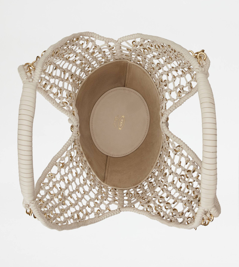 TOD'S DI BAG FOLIO SHOULDER BAG IN LEATHER SMALL - WHITE 4