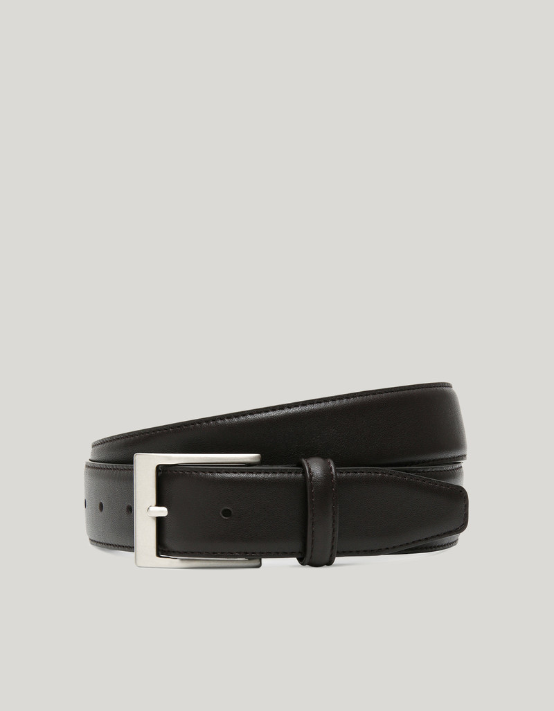 DARK BROWN CALFSKIN LEATHER BELT 1
