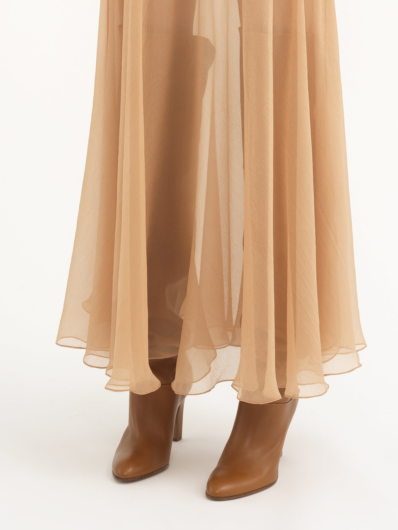 FLUID LONG SKIRT IN SILK MOUSSELINE - 8