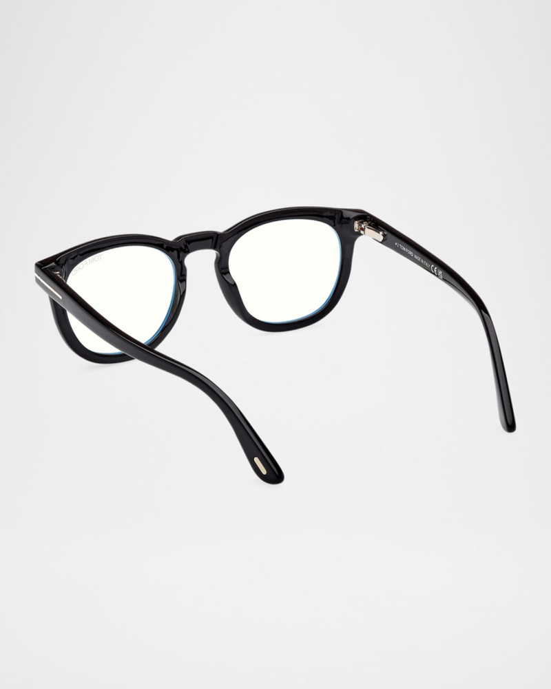 TOM FORD Men's FT5993-BM Round Blue-Block Optical Frames with Magnetic Sunglasses Clip outlook