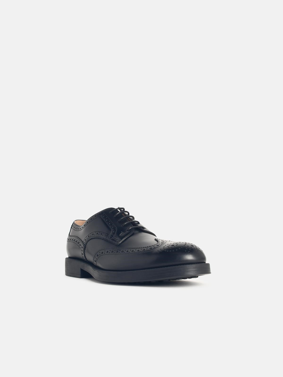 BLACK LEATHER LACE-UP SHOES - 2