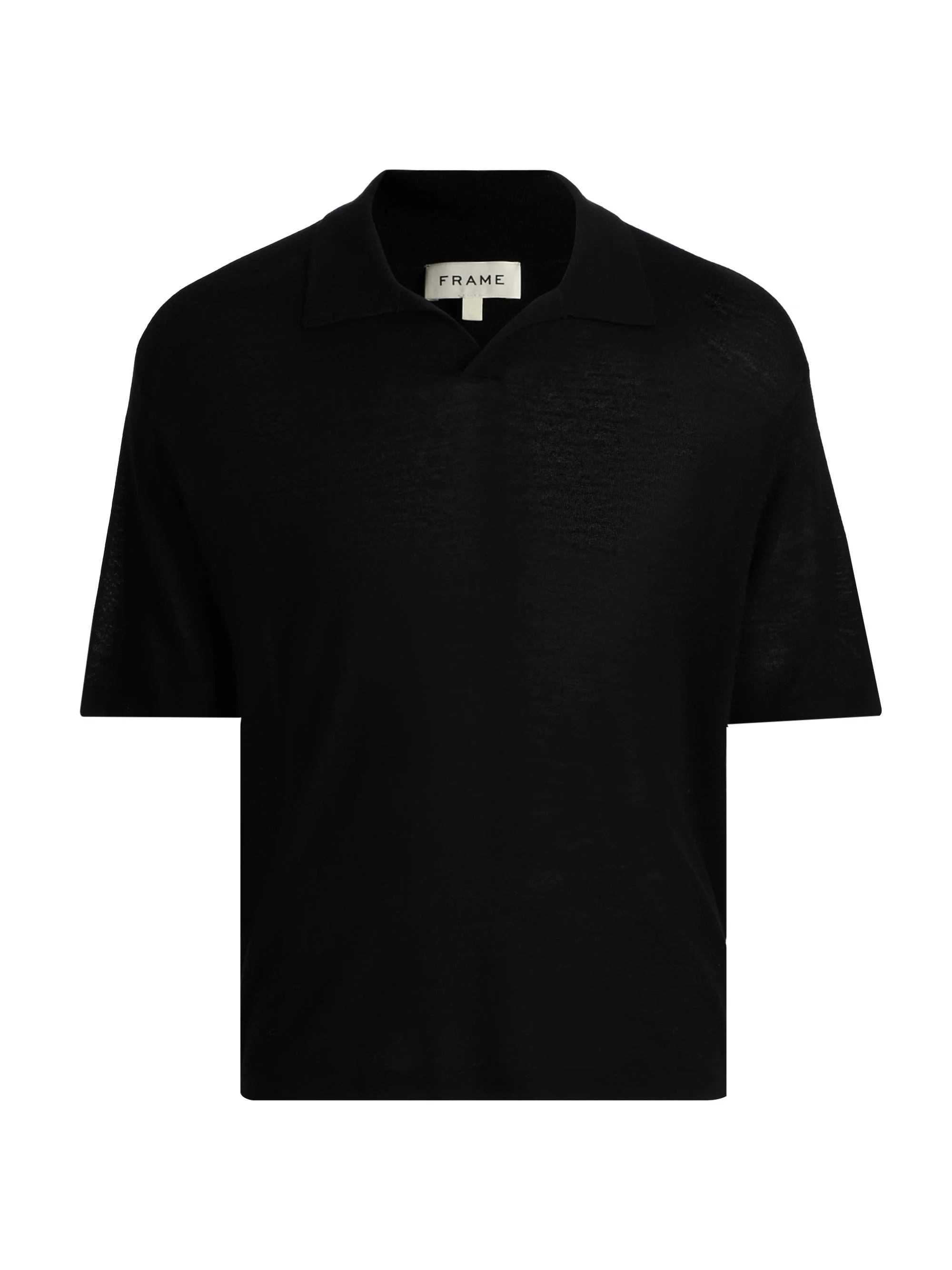 Men's Superfine Wool-Cashmere Short-Sleeve Polo Sweater - Black - 1