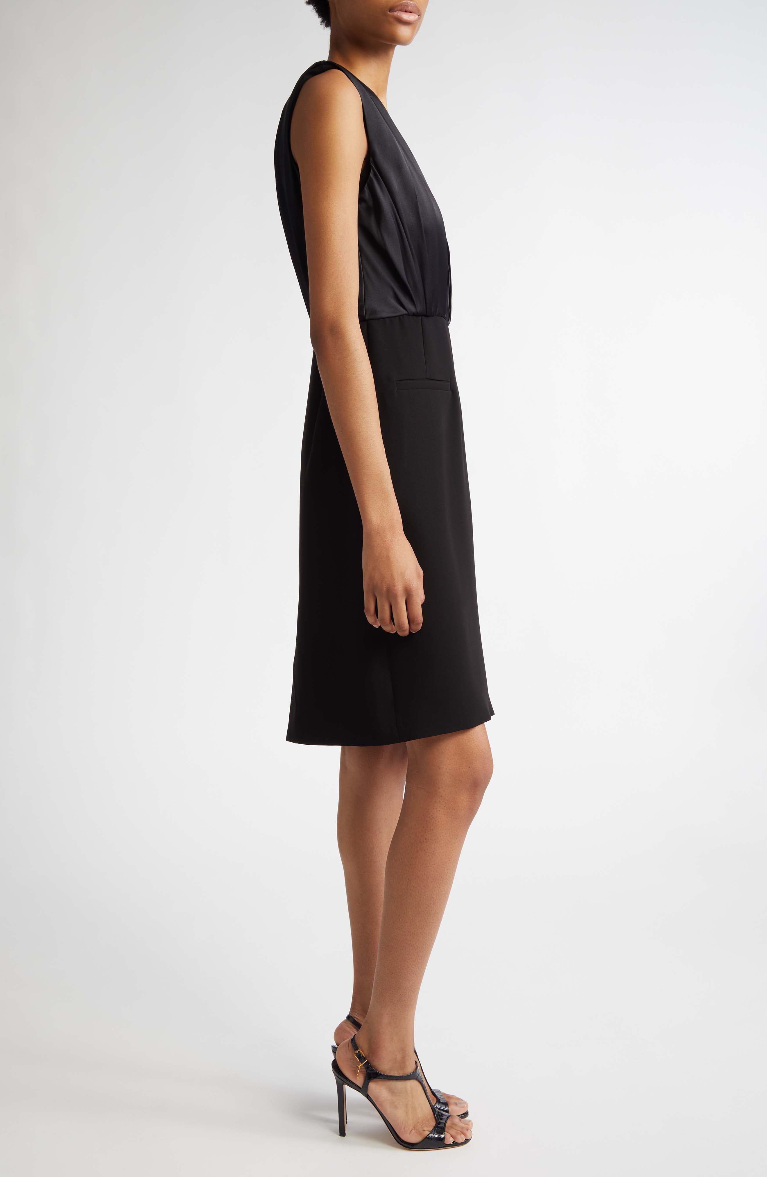 Max Mara Vittor Pleated Overlay Sleeveless Cady Dress in Black at Nordstrom - 3