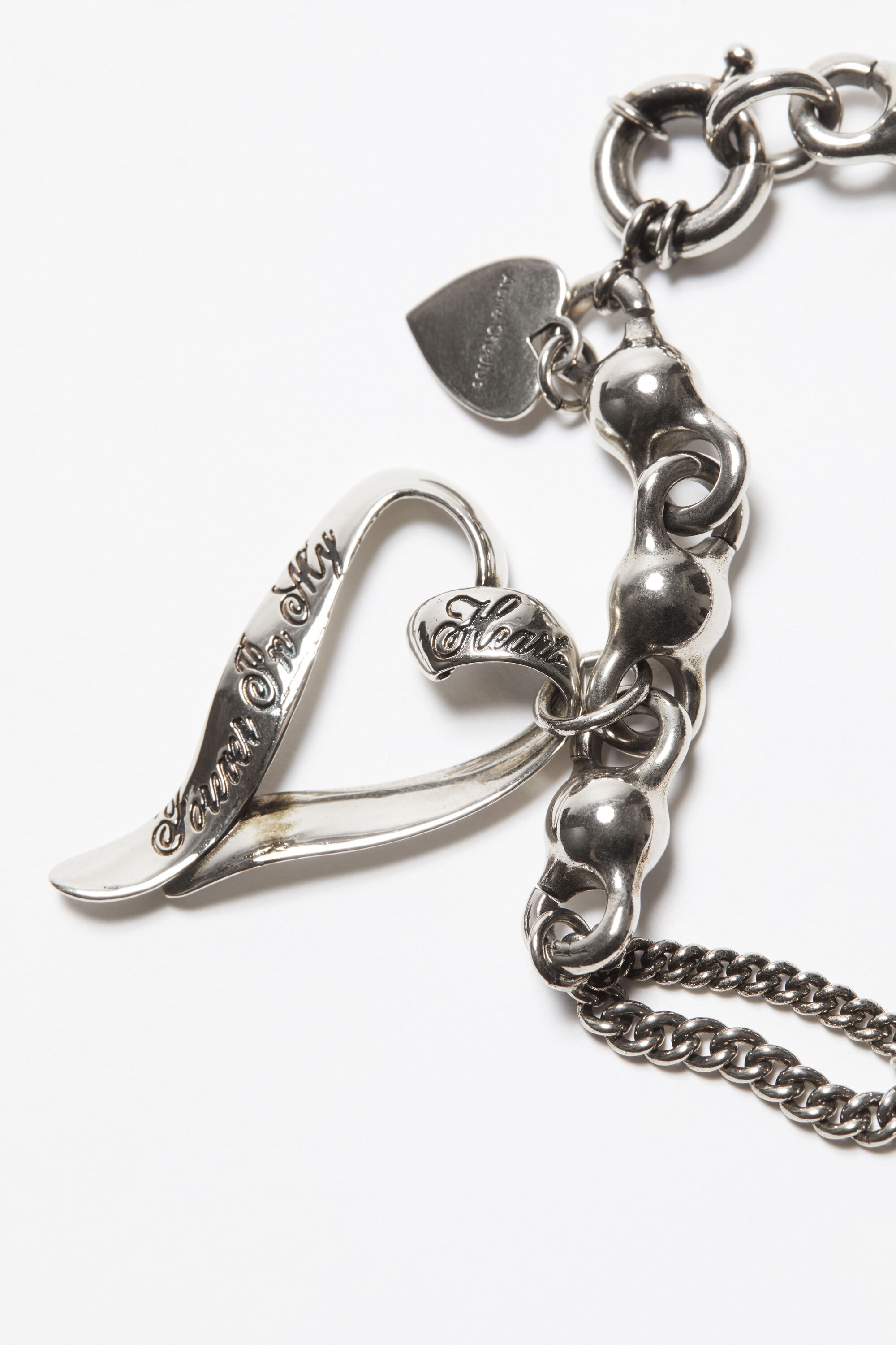 Heart charm necklace - Antique Silver - 4