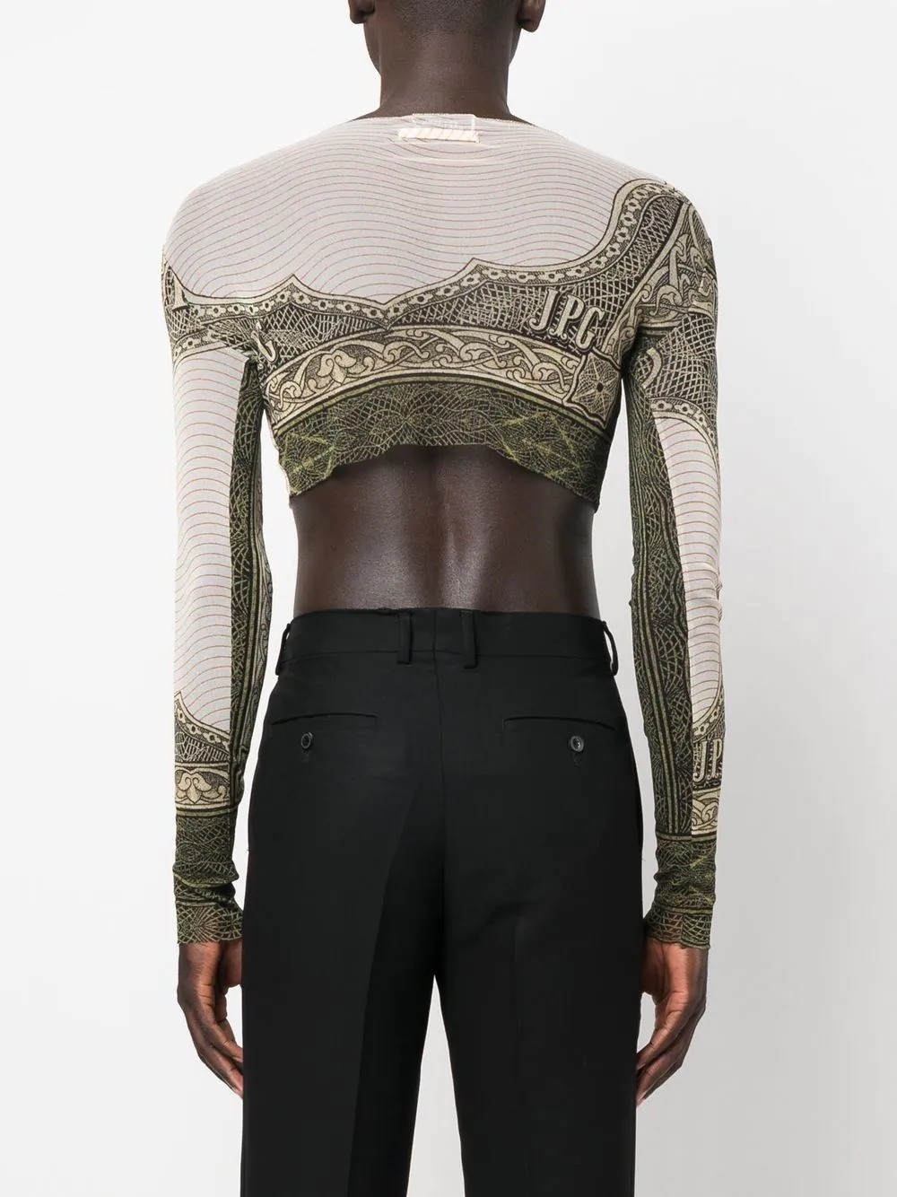 graphic-print stretch cropped top - 5