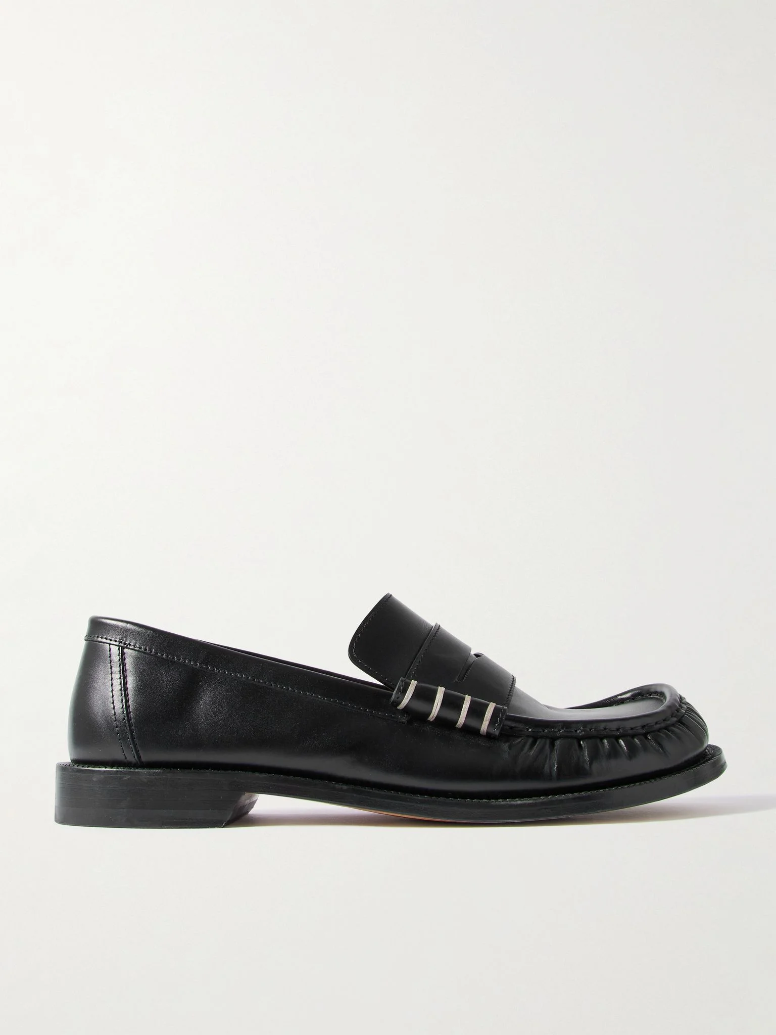 Leather Penny Loafers Black - 1