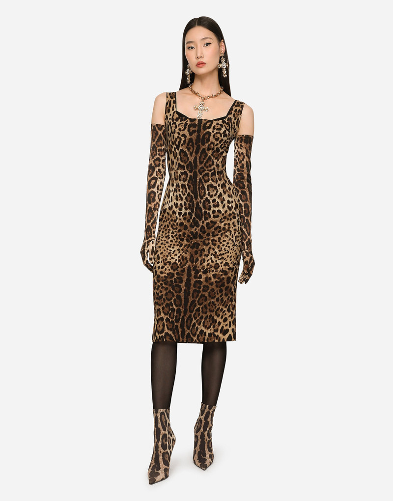 Dolce & Gabbana Leopard-print charmeuse midi dress outlook