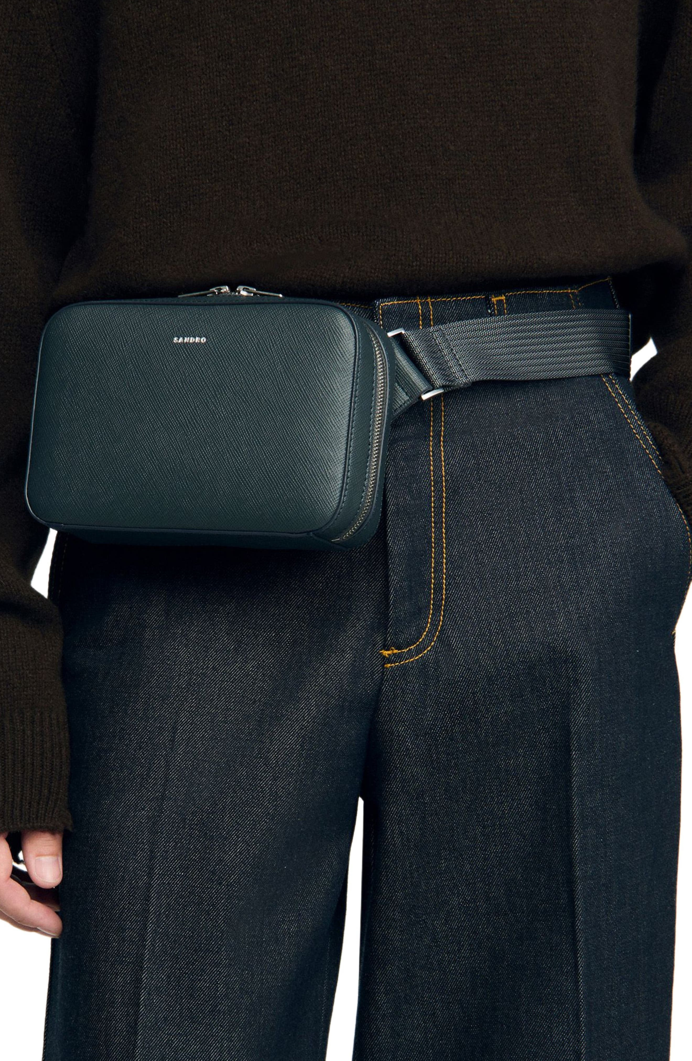SANDRO Small reconstitued leather bag in Steel at Nordstrom - 4