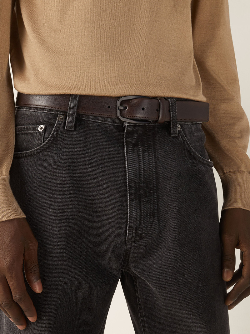 DARK BROWN LEATHER BELT 3
