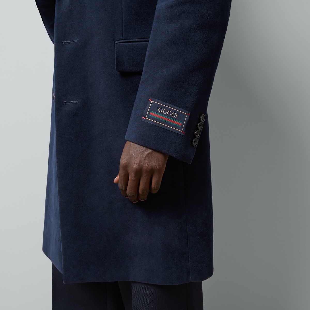 Smooth coat with Gucci Web label - 3