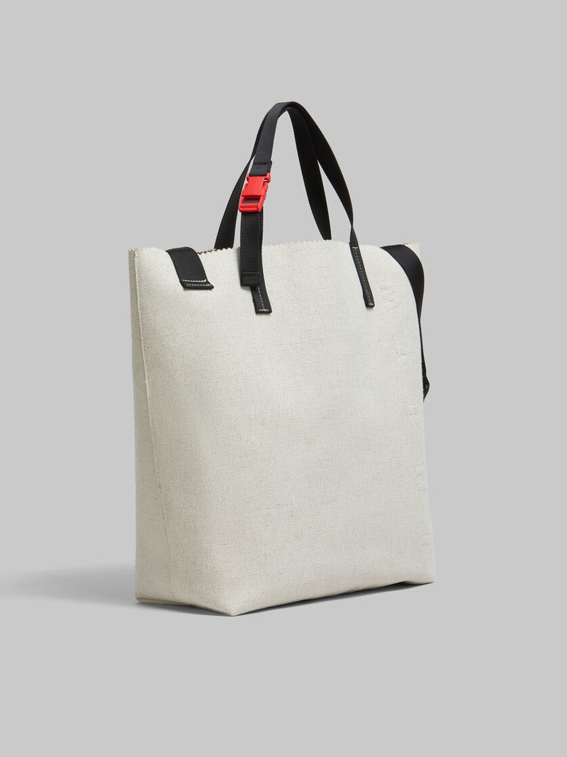 WHITE CANVAS TRIBECA SHOPPER WITH RAISED MARNI LOGO 6