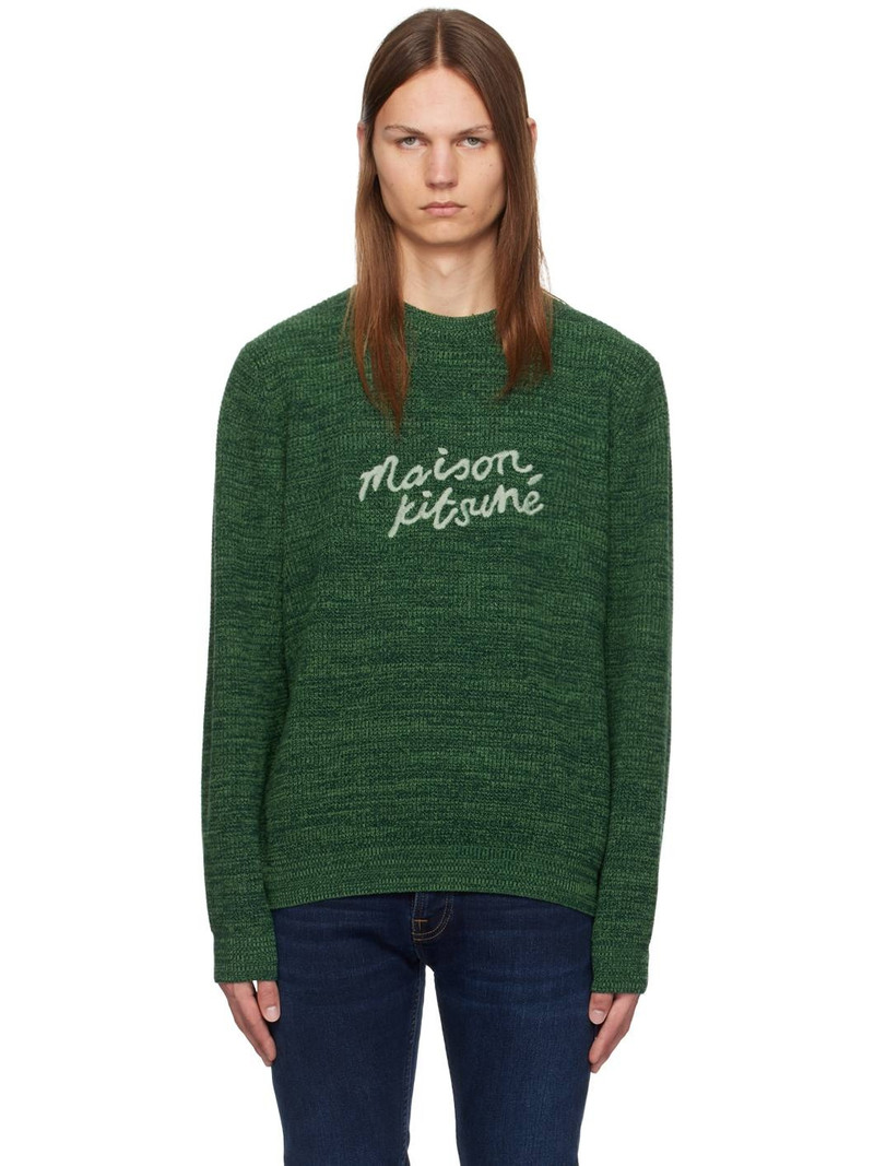 Green 'Maison Kitsuné' Handwriting Sweater 1