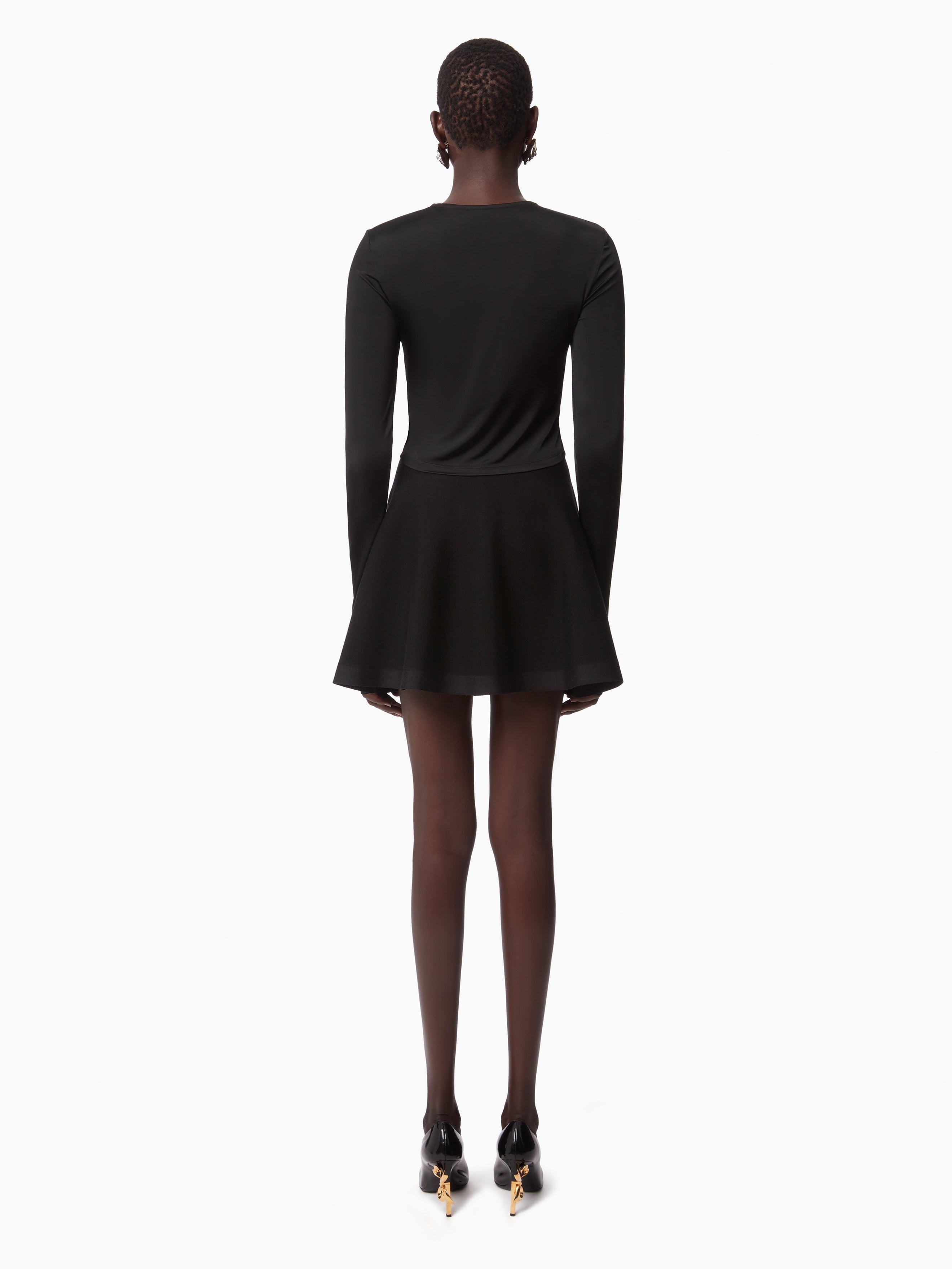 WOOL BLEND MINI FLARED SKIRT - 4