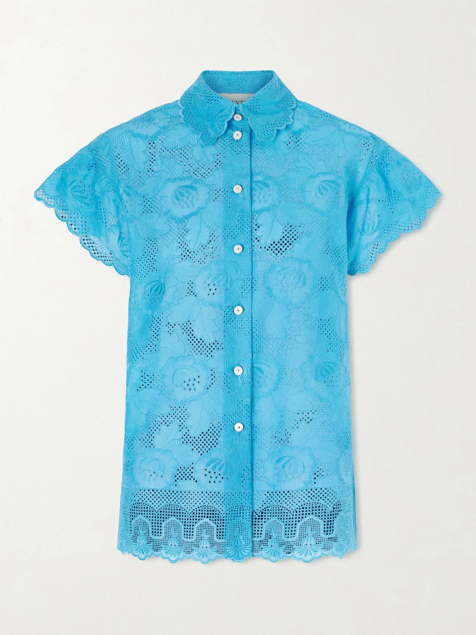 Broderie anglaise cotton shirt Blue - 1