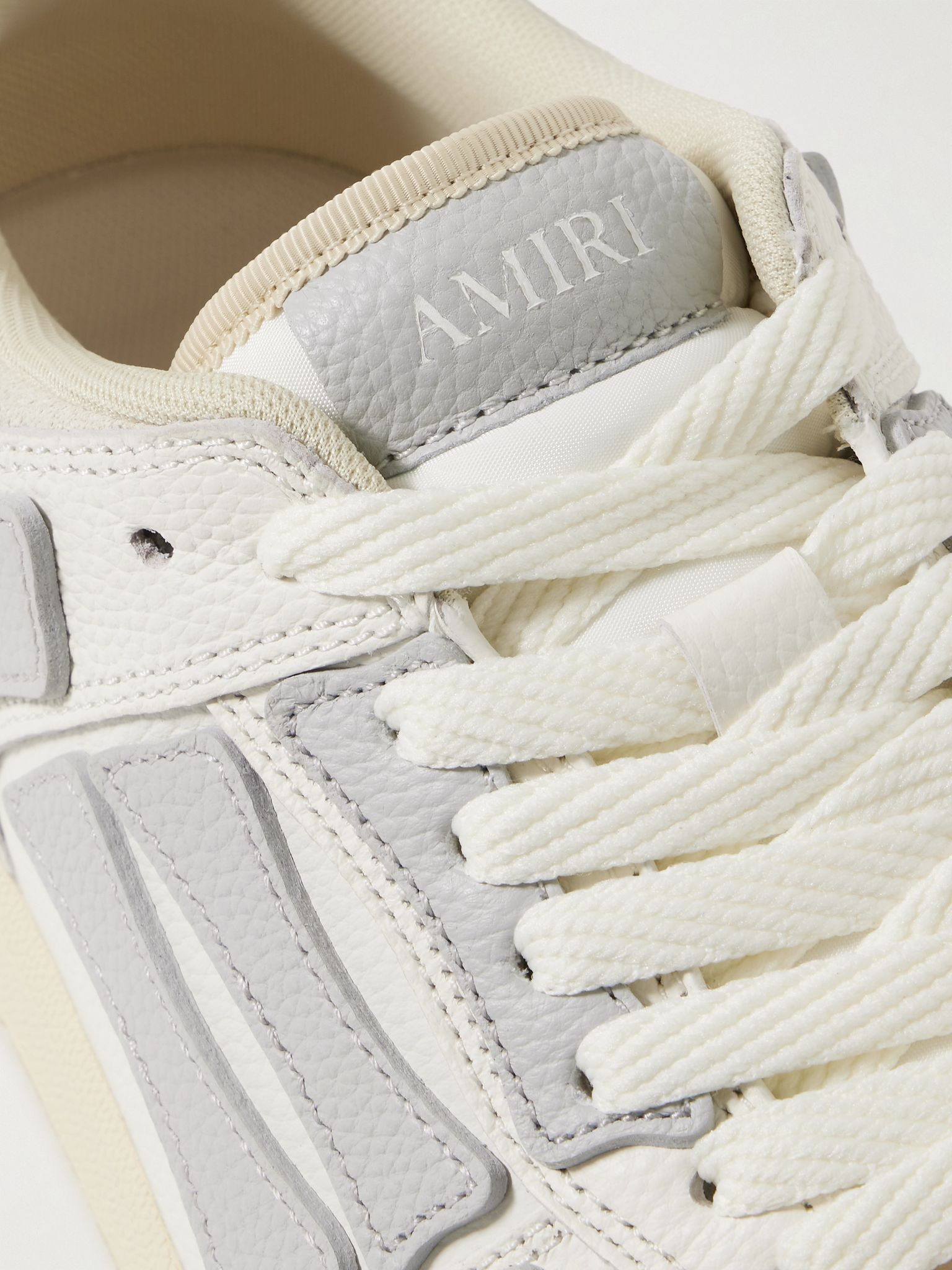 Skel-Top Suede-Trimmed Appliquéd Leather Sneakers Off-white - 5