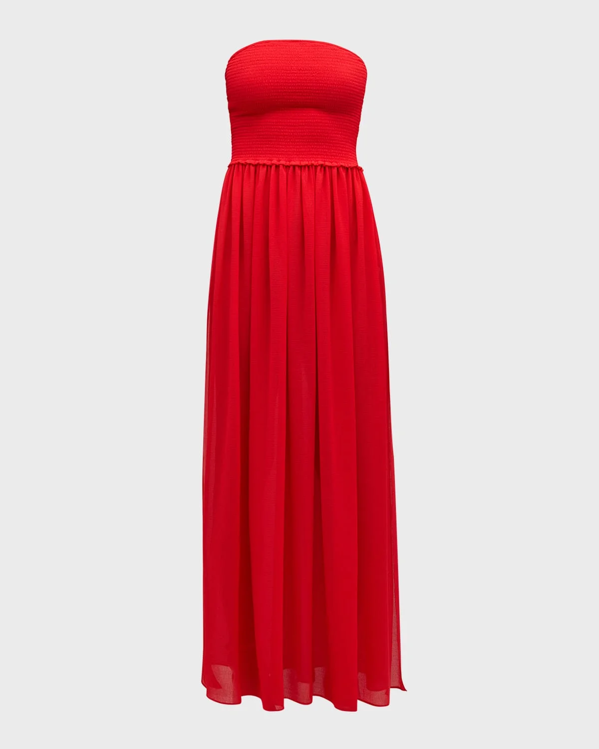 Calista Smocked Strapless Side-Split Coverup Dress - 1