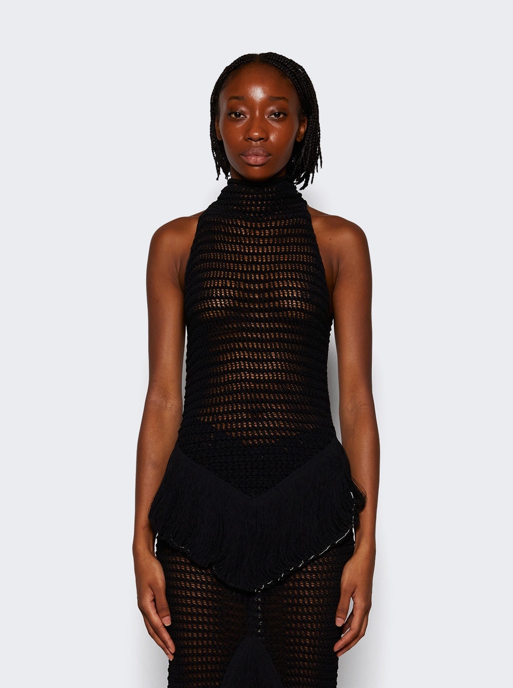 Sheer Fringe Top Black - 3