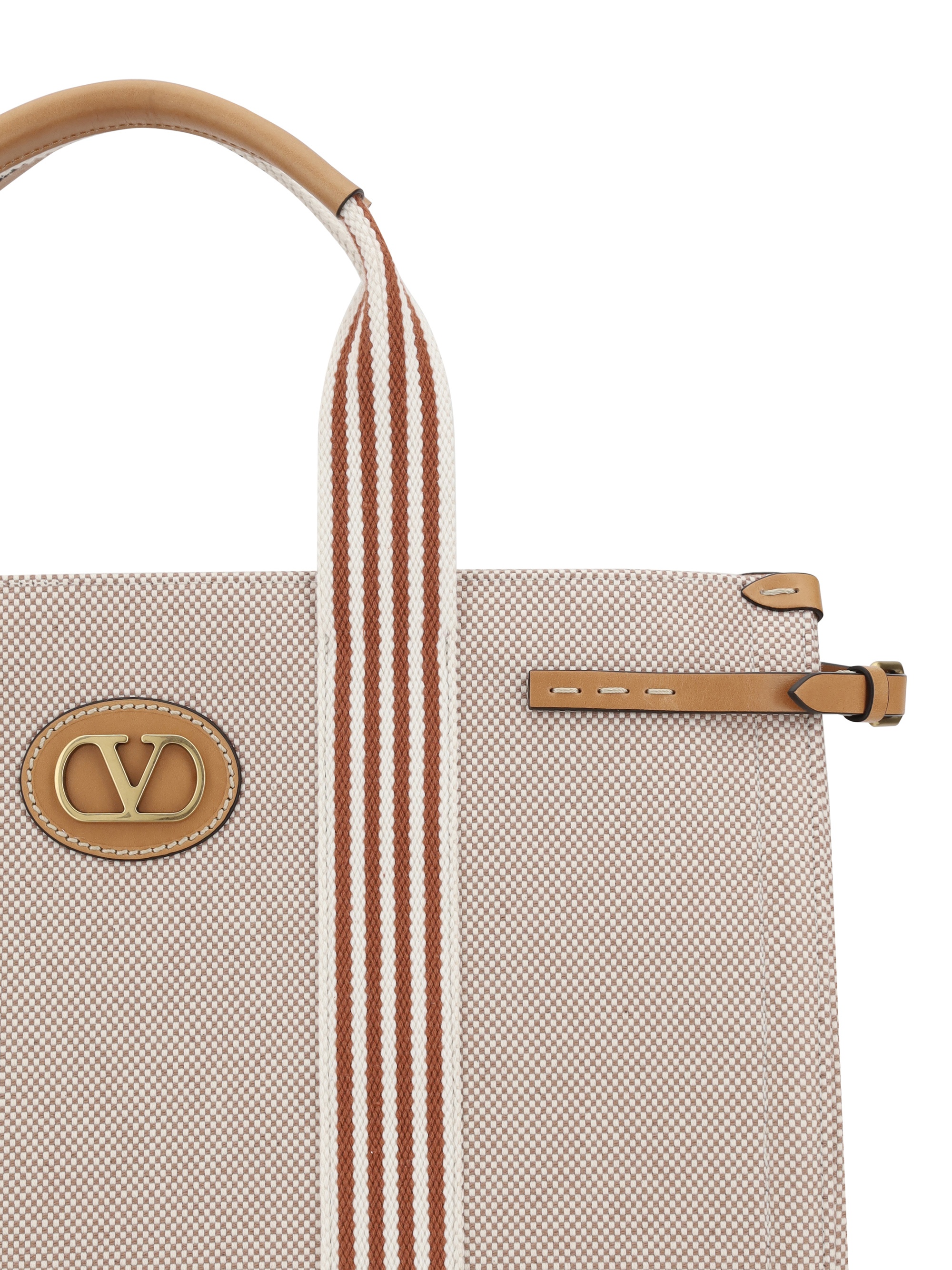 トートバッグ 25ss VALENTINO BEIGE LEATHER AND COTTON TOTES VALENTINO Tote S Ecru | Buy bags, purses & accessories