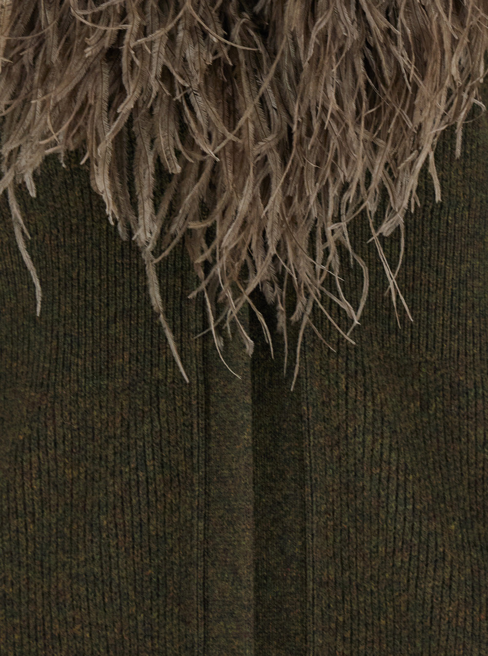 Blumarine Women Green Long Dress With Removable Feather Collar In Wool Woman - 3
