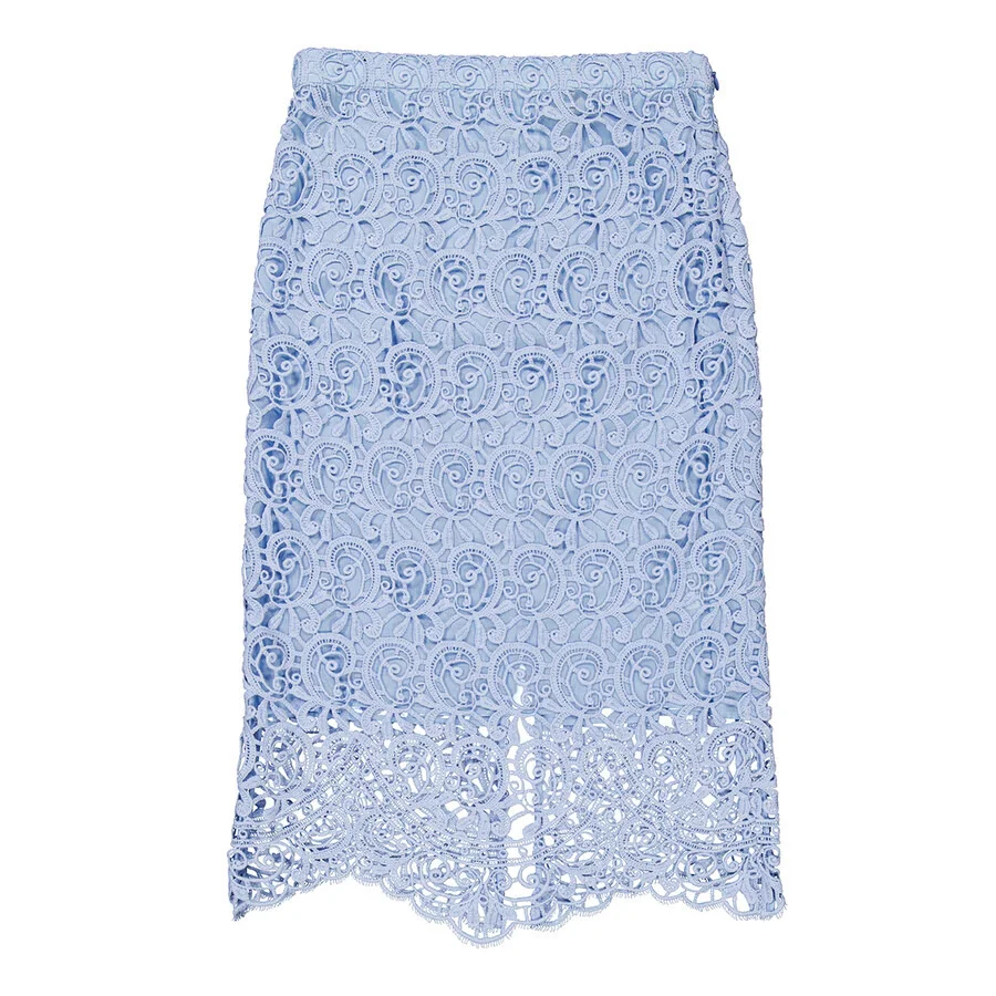 Burberry Lace Embroidery Cotton Blend Pencil Skirt - 1