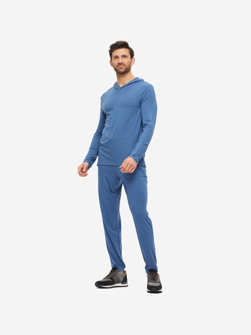 Derek Rose Men's Pullover Hoodie Basel Micro Modal Stretch Storm Blue outlook