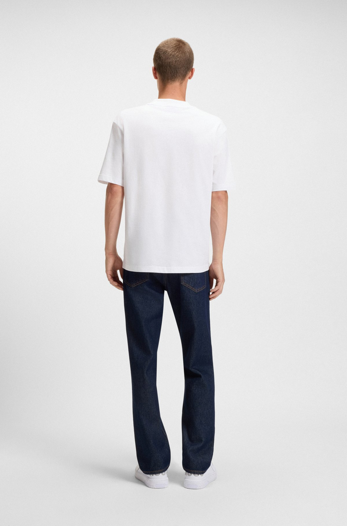 COTTON-JERSEY T-SHIRT WITH BLUE LOGO PATCH - 5