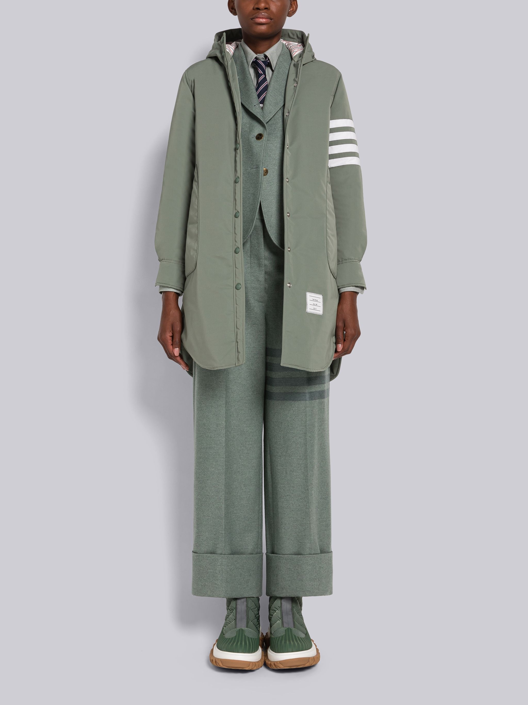 Tech Faille 4-Bar Down Hooded Shirtdress - 4