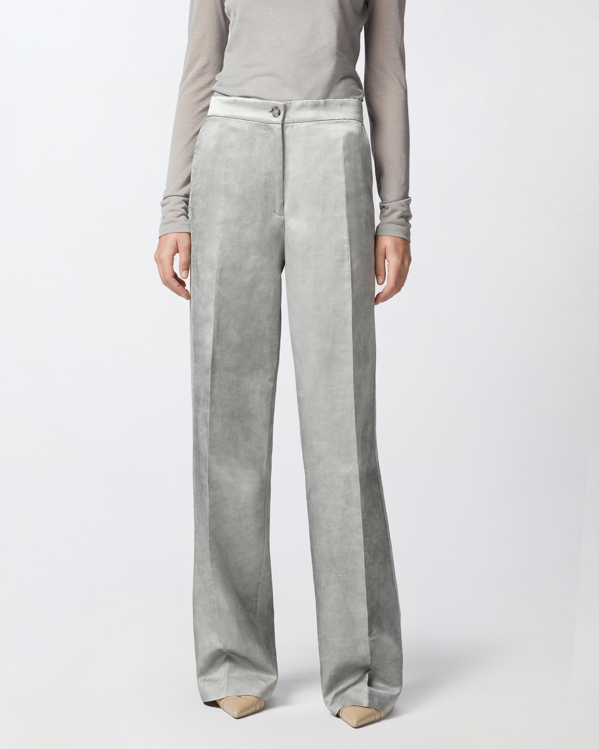ELEGANT WIDE TROUSERS IN WASHED-OUT SATIN - 3
